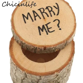 Chicinlife 1buc Căsătorească cu Mine din Lemn Chic Rustic Cutie de Inel cabină de Duș de Mireasă Nunta Purtător de Inel Cutie de Logodna Decor Consumabile