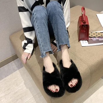 Xiaying Zâmbet papuci de Blană pentru uz casnic caldura, nou confortabil uza papuci pentru femei în toamna și iarna anului 2019
