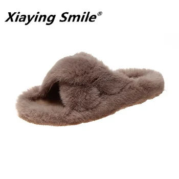 Xiaying Zâmbet papuci de Blană pentru uz casnic caldura, nou confortabil uza papuci pentru femei în toamna și iarna anului 2019