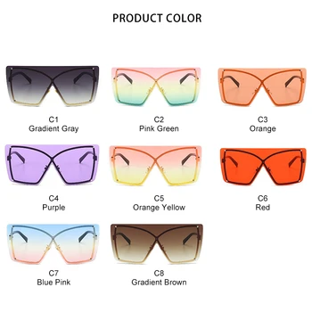 ROYAL FATA Supradimensionate fără ramă Pătrată ochelari de Soare pentru Femei Brand Designer Una Bucata Ochelari de Soare Femei Top Plat Gradient de Ochelari de ss245