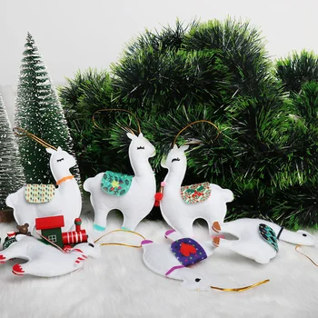 6Pcs Simțit Alpaca Crăciun Ornament pentru Pomul de Anul Nou Cadouri Breloc Animal Agățat Pandantiv Llama Petrecere Decoratiuni