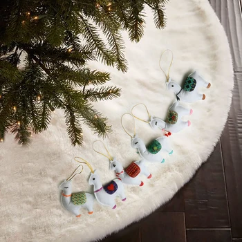6Pcs Simțit Alpaca Crăciun Ornament pentru Pomul de Anul Nou Cadouri Breloc Animal Agățat Pandantiv Llama Petrecere Decoratiuni