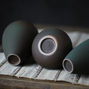 Imitație de Metal, de Porțelan Vaze de Flori din Ceramică lucrate Manual Mat verde Japonez stil Retro Decor Acasă