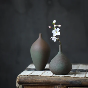 Imitație de Metal, de Porțelan Vaze de Flori din Ceramică lucrate Manual Mat verde Japonez stil Retro Decor Acasă