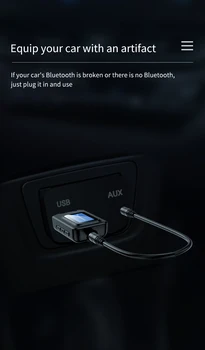 USB Dongle Bluetooth Adaptor 5.0 Receptor Transmițător Display LCD Audio de 3,5 mm AUX Jack Stereo Adaptor pentru PC-uri Auto TV Căști