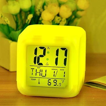 LED Alarmă Ceas de Birou Digital cu Alarma Termometru Stralucitoare Ceas Cub