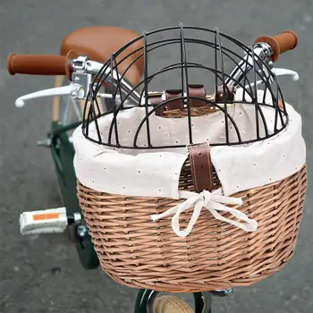 Câine de companie Pisica Retro Coș de Biciclete țesute Manual Salcie Fata Ghidon Bicicleta de Munte Coș de Răchită Purtător de Companie Geanta Accesorii MTB