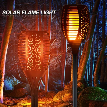 DUS Solar cu Lămpi cu Flacără Pâlpâitoare Calea Gazon Lampă Lanternă cu LED-uri Lumini Realiste Dans cu Efect de Flacără Bec în aer liber, Grădină Decor