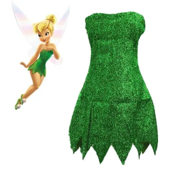 Magic Fairy Cosplay Costum Tinker Bell Verde Rochie Tinkerbell Petrecere de Halloween Cosplay Sexy Rochii Mini nu Incl Aripa Picătură Navă