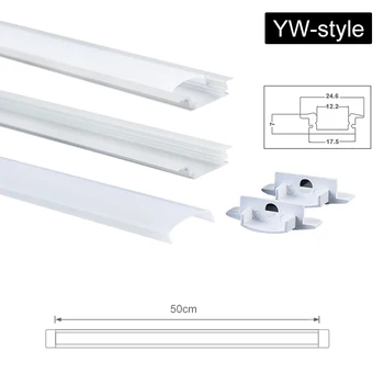Noi 1x 2x 3x U V YW Trei Stil de 50cm de Aluminiu Canal Suportul pentru Benzi cu LED-uri de Lumină Bar În Cabinetul Lampa de Bucatarie de 1,8 cm Lățime
