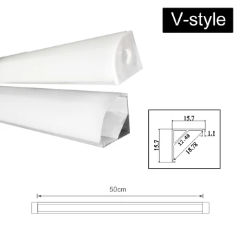 Noi 1x 2x 3x U V YW Trei Stil de 50cm de Aluminiu Canal Suportul pentru Benzi cu LED-uri de Lumină Bar În Cabinetul Lampa de Bucatarie de 1,8 cm Lățime