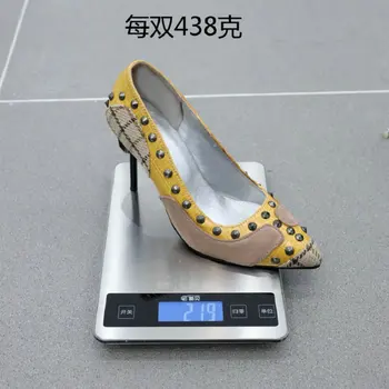2020 nou vara primavara toamna mozaic nituri împânzit tocuri femeie birou pompe de pantofi doamnelor plus dimensiune 46 48 de femei tocuri