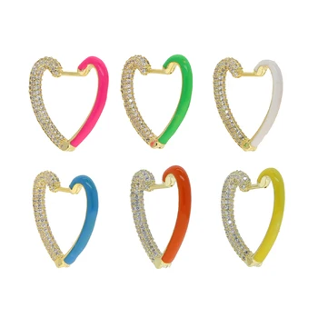 Calitate de top la modă bijuterii femei 2020 nou de Neon colorate email inimile îndrăgostiților cadou pentru iubita, prietena inima cercel