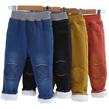 2020 Noi de Iarna Baieti Cald Blugi Copii Casual, de Înaltă Calitate Îngroșa Plus Catifea Direct Pantaloni din Denim Pentru Baieti patch Pantaloni