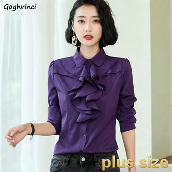 Tricouri Femei Plus Dimensiune Maneca Lunga New Sosire Coreeană Stil Trendy Birou Doamnă Elegant De Epocă Femei De Zi Cu Zi De Înaltă Calitate De Agrement