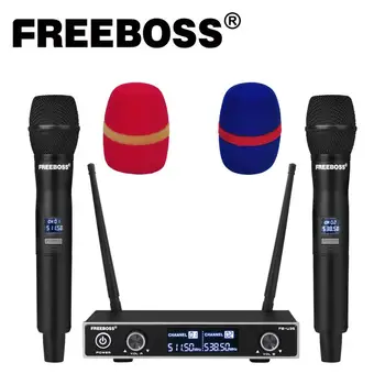 Freeboss FB-U35 Dual Mod UHF Frecvență Fixă Petrecere Karaoke Biserica Wireless Sistem de Microfon cu 2 Microfon Handheld