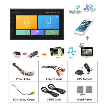 2 Din Radio Auto Android 8.1 Universal de Navigare GPS Bluetooth 1024X600 Atinge Car Audio Stereo FM SUNT Multimedia Auto MP5 free cam