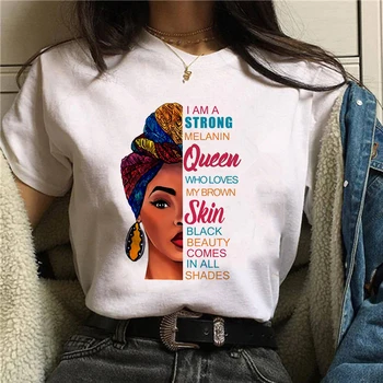 Sunt Un Puternic Melanina Regina tricou Femei Haine Negru African Fata de Luna Istoriei Femeie T-shirt Melanina Tee Shirt,Picătură Navă