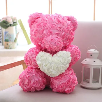 40cm Romantic de Flori de Trandafir Urs de Pluș Jucarii Femei Cadou de Ziua Îndrăgostiților Săpun Spumă Artificială Ursuleț de Pluș Papusa Prietena Cadou