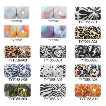 TYRY.HU 10pc/lot Terrazzo & Print Leopard Hexagon Margele de Silicon Baby Dentiție Colier de Calitate Alimentară Pentru Bijuterii DIY Copil jucării Teether
