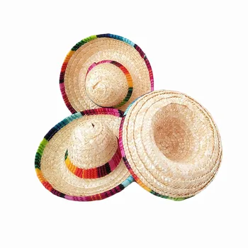 6pcs/lot Naturale Paie Mini Sombrero Nou Design Mini Mexican Hat Copil de Dus la Petrecerea de Ziua de Masă Consumabile Partid