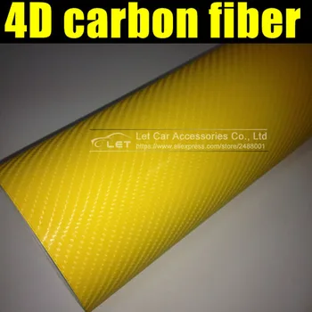 Auto styling luminoase 4D galben Fibra de Carbon film de Vinil de Culoare Lucioasă Fibră de Carbon Film de Vinil Auto Ambalaj Folie de Vinil Folie decal