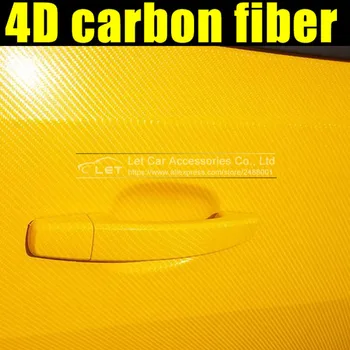 Auto styling luminoase 4D galben Fibra de Carbon film de Vinil de Culoare Lucioasă Fibră de Carbon Film de Vinil Auto Ambalaj Folie de Vinil Folie decal