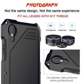 Pentru iPhone XS MAX aparat de Fotografiat Ochi de Pește Lentile de Caz pentru iPhone X 10 XR Fotograf Macro Len Metal Armor Cover pentru iPhone Xs Max