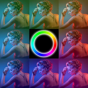 RGB lampă în formă de inel inel mare de lumină Profissional ringlight 10 inch/26 cm suport de telefon selfie controller