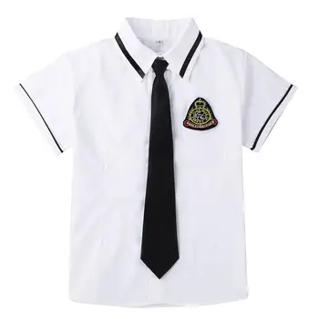 Femei Fete Uniformă Școlară Costum cu Maneci Scurte T-shirt de Sus Scoala Fuste cu Insigna si Cravata Set de Liceu Cosplay Îmbrăcăminte