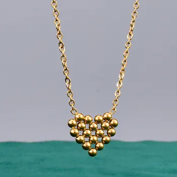 Cu ridicata Japonez șirag de mărgele de dragoste dragoste specială combinație piersic inima clavicula lanț colier oțel titan placat cu aur de 18K.
