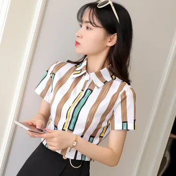 Moda coreeană Femei Șifon Bluze cu Dungi Birou Doamnă Camasi Femei Plus Dimensiune XXXL Femei Topuri si Bluze Femininas Elegante
