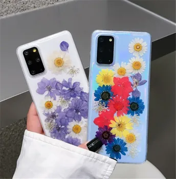 Real de Flori Uscate Clar Caz de Telefon pentru Samsung Galaxy Nota 20 S20 Ultra Nota 10 Plus 9 8 S20 S10 Plus silicon Capac Transparent