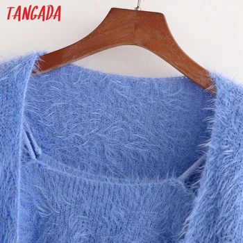 Tangada Femei 2 Buc Set Vintage Cardigan Jumper Scurt Stil Cardigan Tricotate Haina 1D87