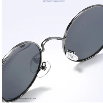Moda Metalice Polarizat ochelari de Soare Rotund Barbati Femei John Lennon Vintage Retro Argint Metal ochelari de Soare UV400 gafas de sol