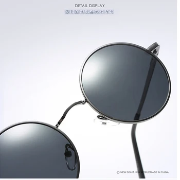 Moda Metalice Polarizat ochelari de Soare Rotund Barbati Femei John Lennon Vintage Retro Argint Metal ochelari de Soare UV400 gafas de sol