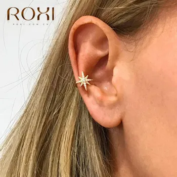 ROXI Star de Moda Ureche Bantă Non Străpuns Micro Pave CZ Zircon Mici Dimensiuni Fata Clip Cercei pentru Femei 925 de Bijuterii de Argint
