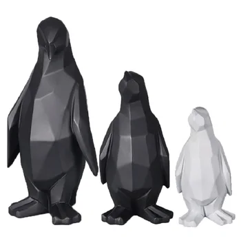 Rezumat Pinguin Statuie Sculptura Geometrice Rășină Pinguin Model De Mobilier De Origine Animală Decor Modern Ornament Cadouri Artizanat