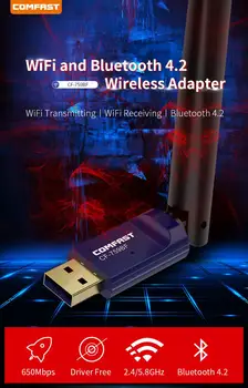 USB Wifi Adaptor Bluetooth 4.2 Dublă Frecvență 650Mbps Două Într-O singură placă de Rețea fără Fir pe Calculator PC, Adaptor WiFi Receptor