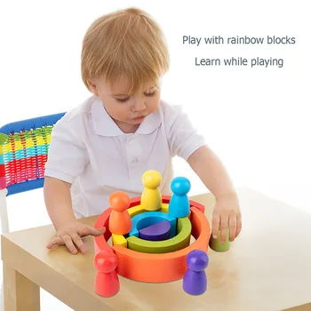 1 Set Curcubeu Arc Bloc Jucarii Copii Puzzle Stivuire Caramida pentru Copii Fete Baieti Cadouri Copil Jucării Educative