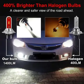 TOAUTO 2 buc H7 LED-uri Super Luminoase CSP Chips-uri Lumini de Ceata Auto Lampă Auto de Conducere de Funcționare Led Becuri H7 12V 4300K 6000K Alb Albastru Gheață