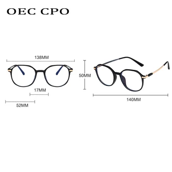 OEC CPO Anti-albastru Rotund Ochelari Rame Optice Femei Transparent ochelari de Soare Barbati Retro Aliaj Computer Ochelari Rame O877