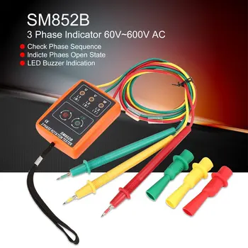 SM852B 3 Faze de Rotație Tester Digital Faza Indicator Detector de LED Buzzer de Secvență de Fază Metru Tester de Tensiune 60V~600V AC