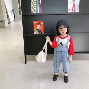 Copilul Fete Salopete de Moda coreeană Denim Salopete pentru Boy 2 3 4 5 6 7 Ani Copii Blugi 2020 Primăvară Copii Salopeta