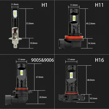 Zdatt Bec LED H11 proiectoare Ceata H16 H3 881 H1 Lampa LED 12000Lm 12V 60W 9005 9006 continuă pe timp de Zi Lumina de Cotitură Parcare