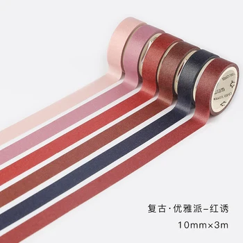 6 Buc/lot 10mm*5m Culoare Solidă Washi Bandă de Hârtie Rola Set Mic Bandă de Mascare