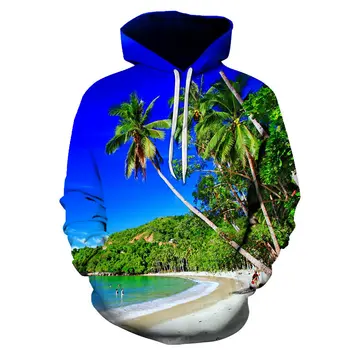 Frumos Peisaj Plajă 3d Imprimate Om hanorac Harajuku Tropicale Cocheta Hanorace Casual Moda Tricou Pulover pentru Barbati Jacheta