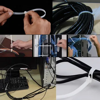 150x8mm/200x8mm/300x8mm 100buc Nylon Negru de Plastic Eliberabil Cablu Reutilizabile Lega Zip Împachetări cu Clichet Legături de Sârmă