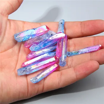 40 mm 10BUC Prime Albastru Cristal de Cuarț Roz de Sus Forate Stick Margele Cristal Stick Punct Pandantiv Margele Bijuterii Diy Margele