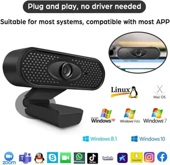 Camera web Full HD de 1080P cu Camera Web Cu Microfon incorporat Mufa USB Web Cam Pentru PC, Laptop Calculator Desktop YouTube de Predare On-line
